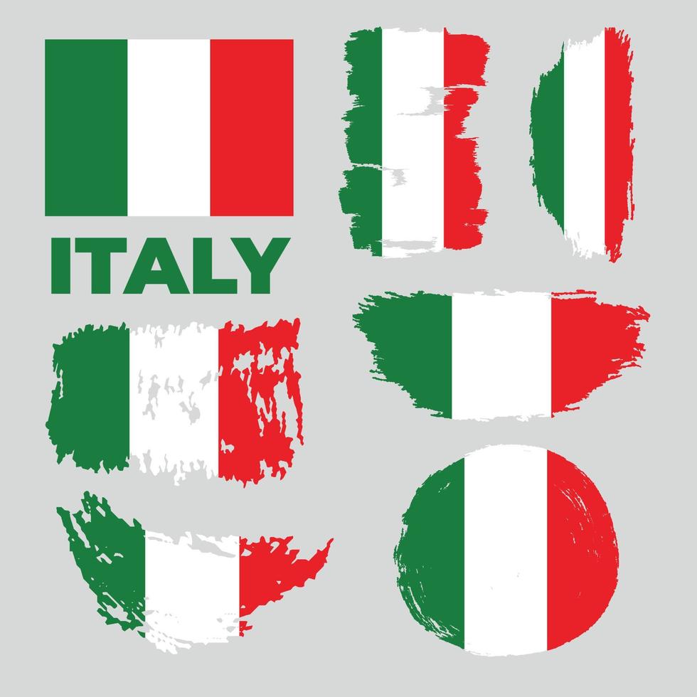 conjunto de ilustração vetorial estoque de bandeiras italianas isoladas. Itália. vetor