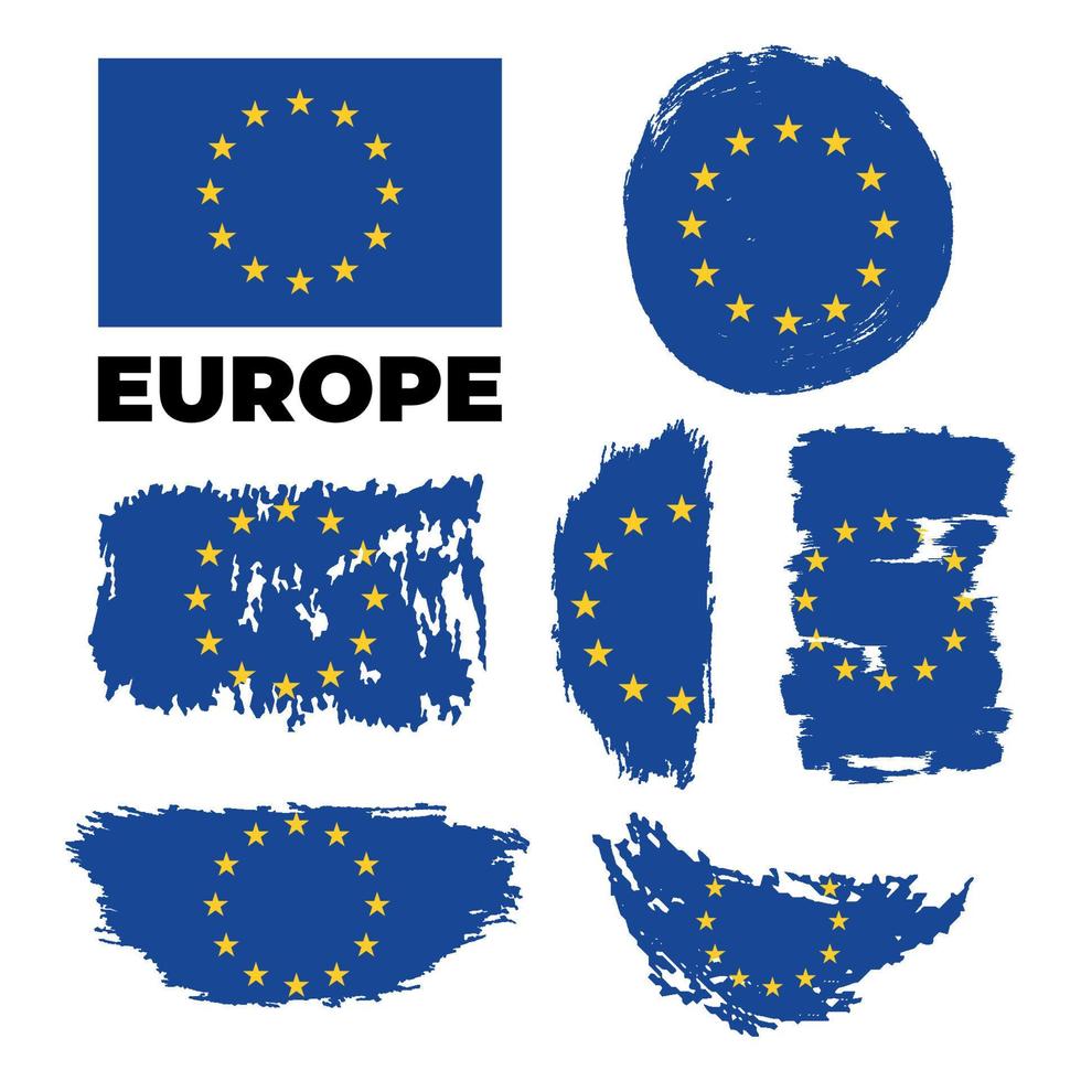 bandeira da união europeia no conjunto de exibição de trilha de pintura. ilustração em vetor estoque isolado no branco.