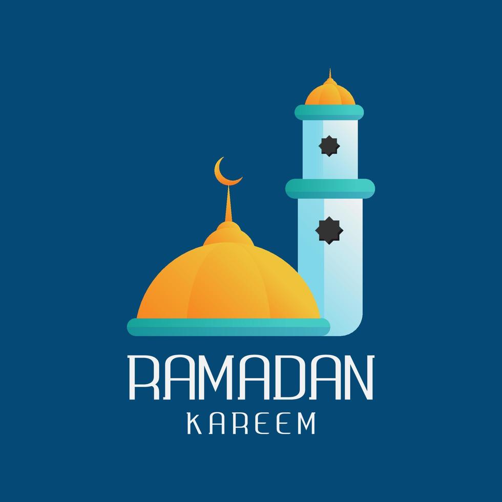 logotipo da mesquita. ilustração vetorial moderna adequada para tema islâmico, ramadã, saudação eid ou celebração islâmica. estilo plano colorido. vetor