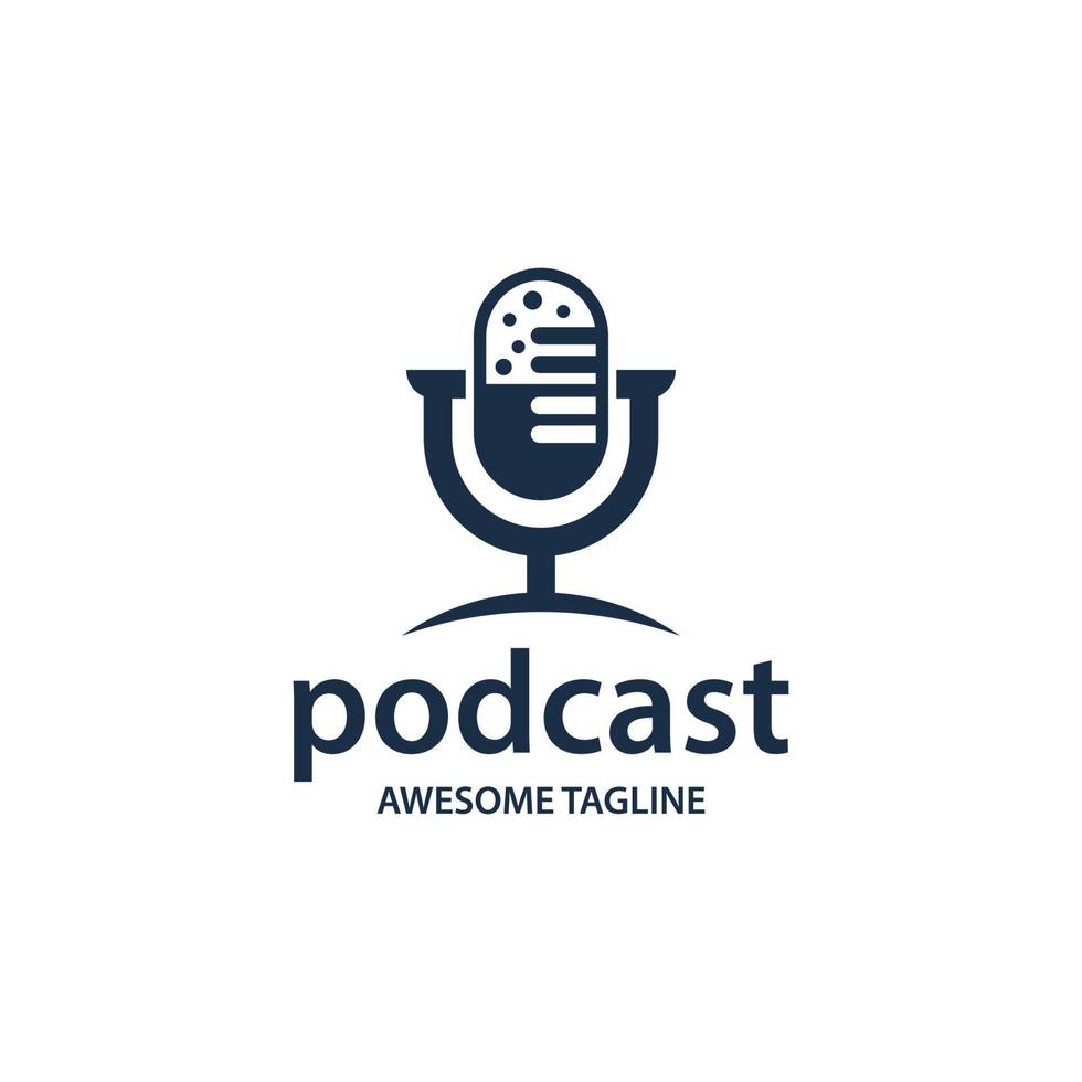 logotipo do podcast. ilustração de microfone. o símbolo para influenciador ou sinal de transmissão vetor