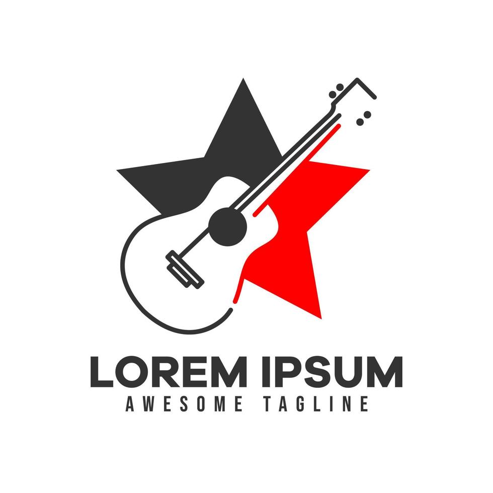 logotipo de instrumento de música de guitarra. apto para o modelo de logotipo de música. estilo de cor plana de ilustração vetorial vetor