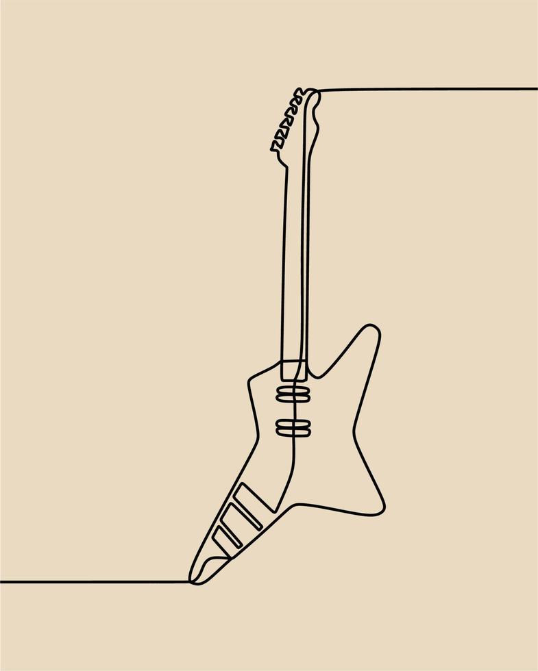 desenho de linha contínua na guitarra vetor