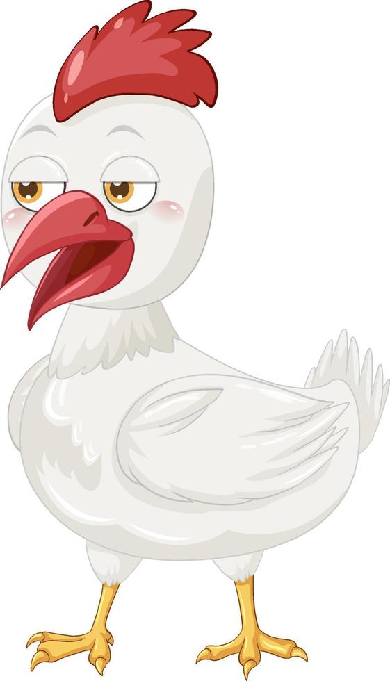 frango branco em design de desenho animado vetor