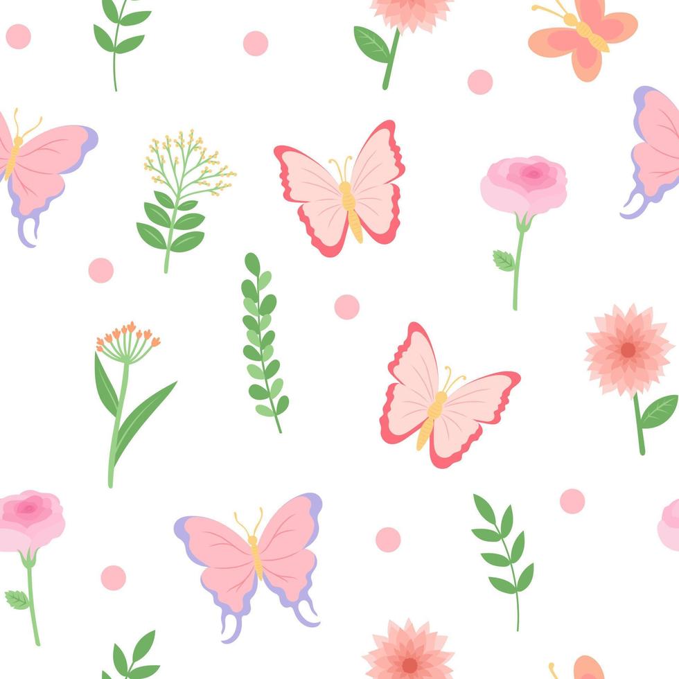 padrão perfeito de primavera com flores, ilustração vetorial vetor