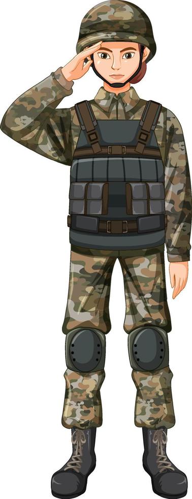 soldado em personagem de desenho animado uniforme vetor