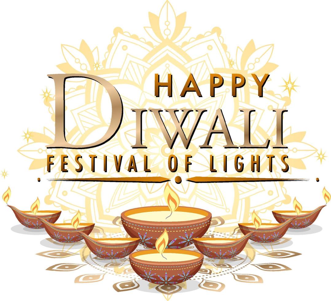 cartaz feliz do festival de luzes de diwali vetor