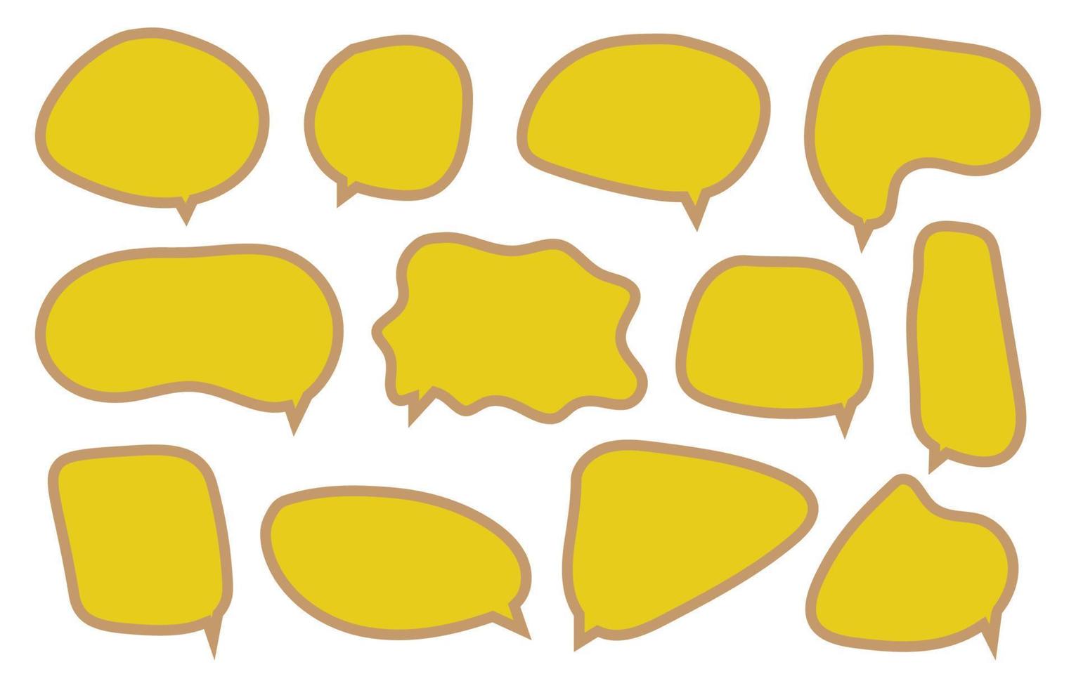 definir bolhas do discurso de outono amarelo sobre fundo branco. caixa de bate-papo ou mensagem de doodle de vetor de bate-papo ou nuvem de ícone de comunicação falando para quadrinhos e diálogo de mensagem