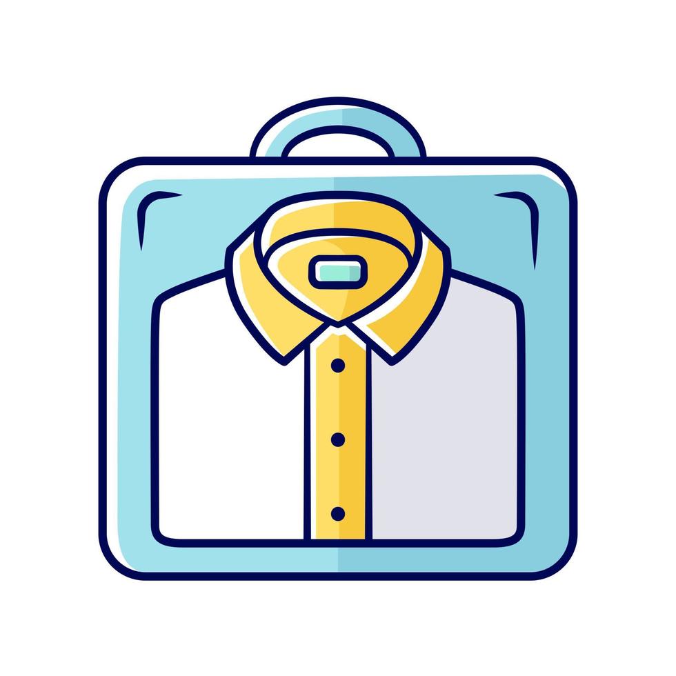 ícone de cor do transportador de camisa. caixa de roupas de plástico transparente. organizador de embalagem de bagagem de viagem. saco de roupas, recipiente. viajar, equipamento de viagem, acessório. ilustração vetorial isolada vetor