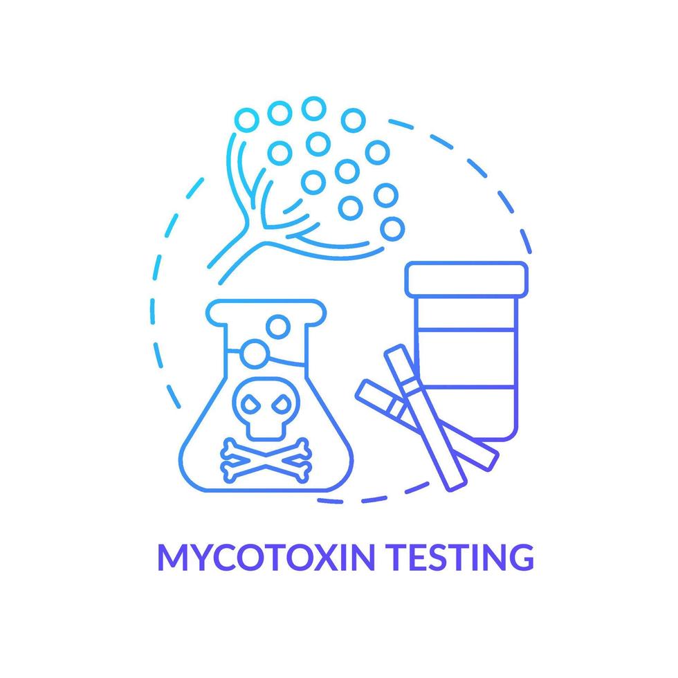 ícone de conceito gradiente azul de teste de micotoxina. ilustração de linha fina de idéia abstrata de teste nutricional. identificar a contaminação por fungos. desenho de contorno isolado. miríade de fontes pró-negrito usadas vetor