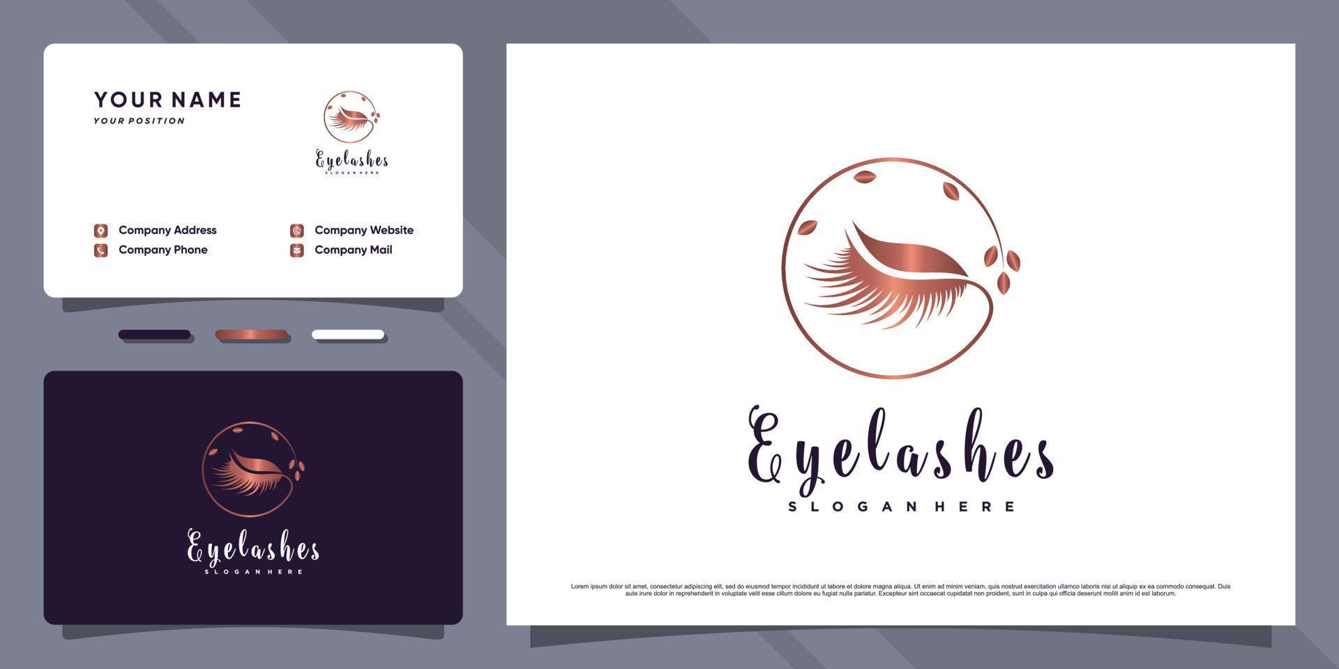 logotipo de cílios com elemento criativo e vetor premium de design de cartão de visita