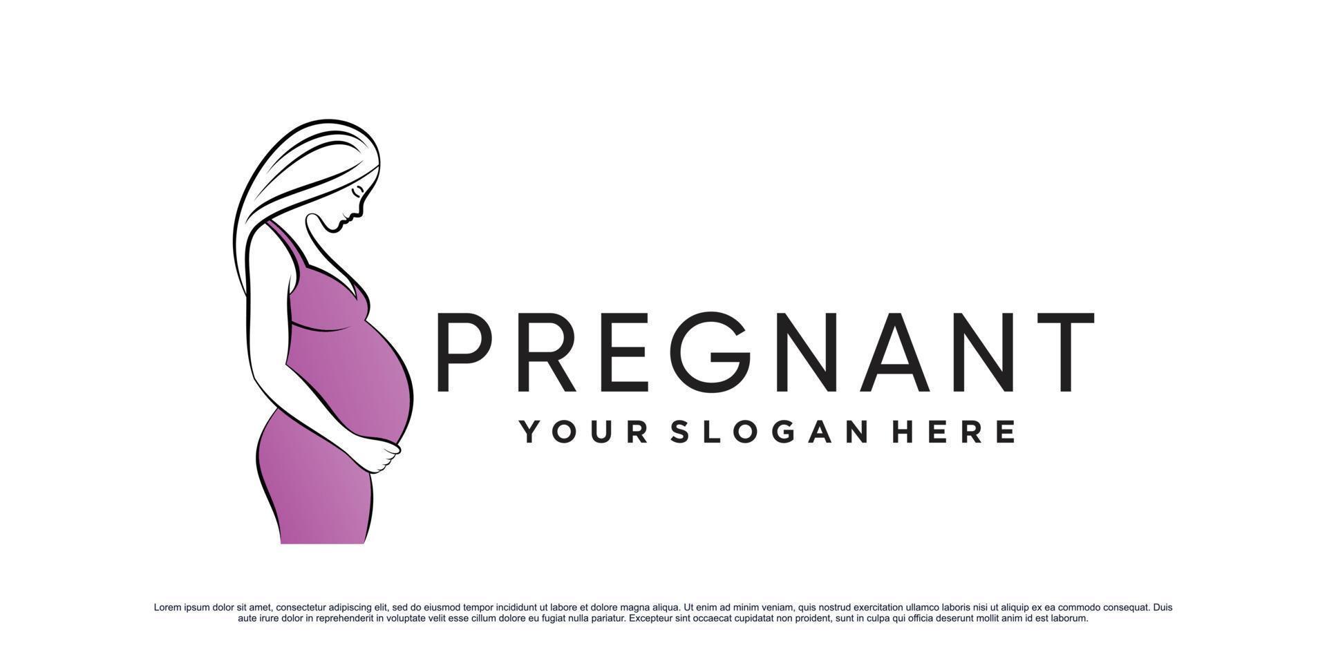 design de logotipo de mulher grávida com vetor premium de conceito criativo