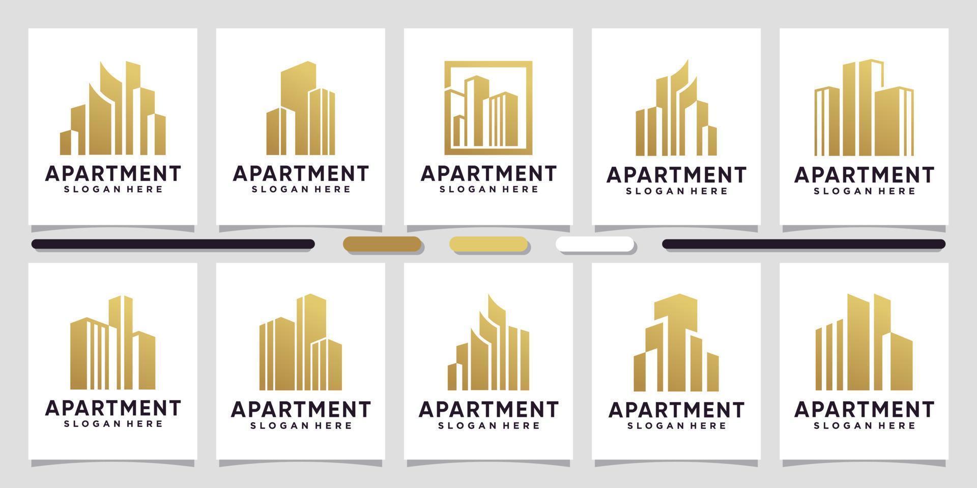 conjunto de inspiração de design de logotipo de apartamento, ilustração para vetor premium de empresa de negócios