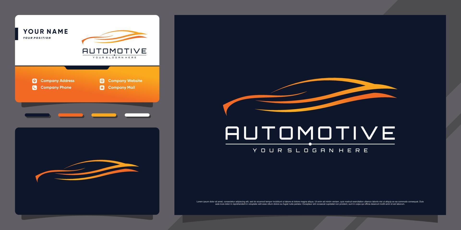 design de logotipo de carro esportivo automotivo com conceito criativo e vetor premium de design de cartão de visita