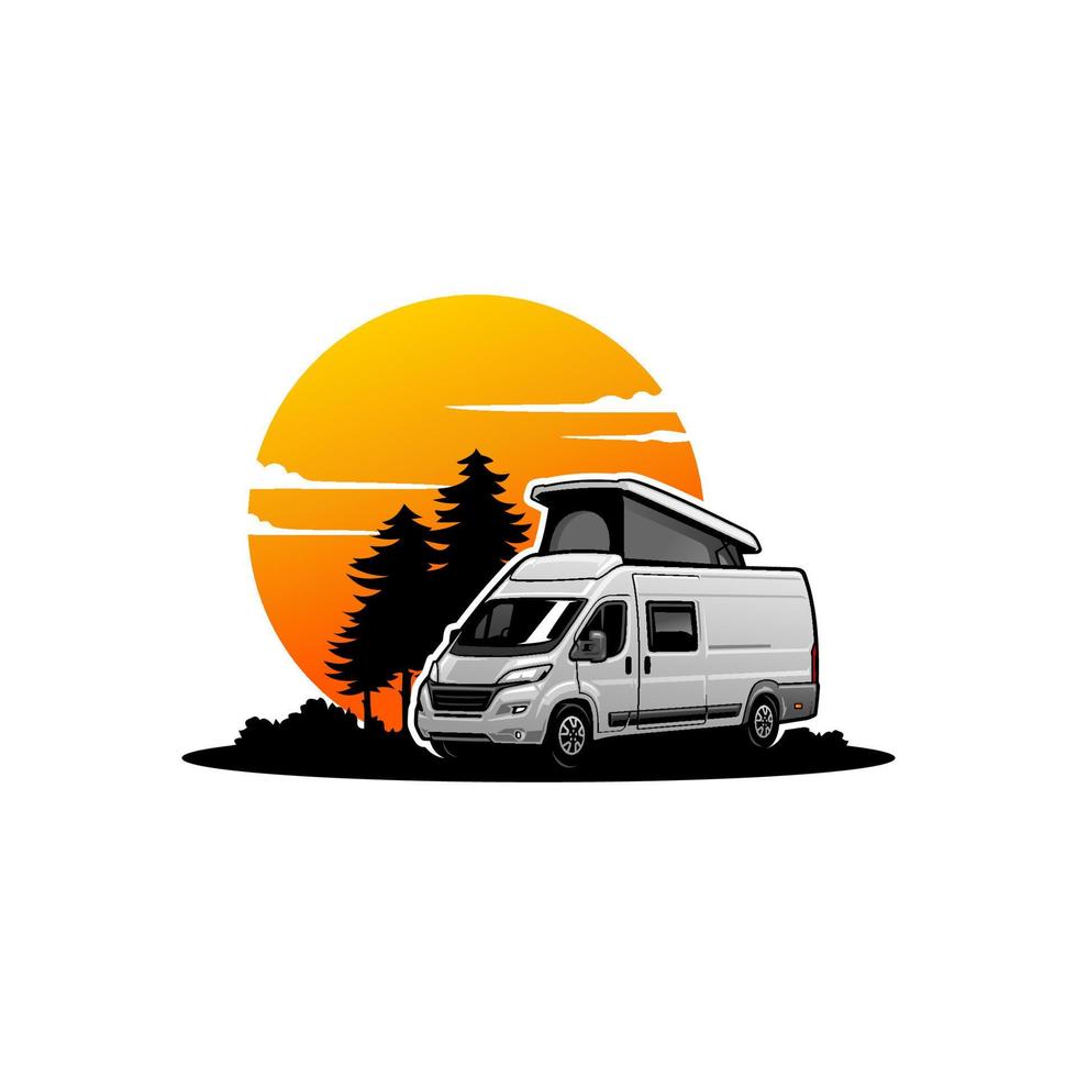 ilustração de van campista rv para vetor de logotipo