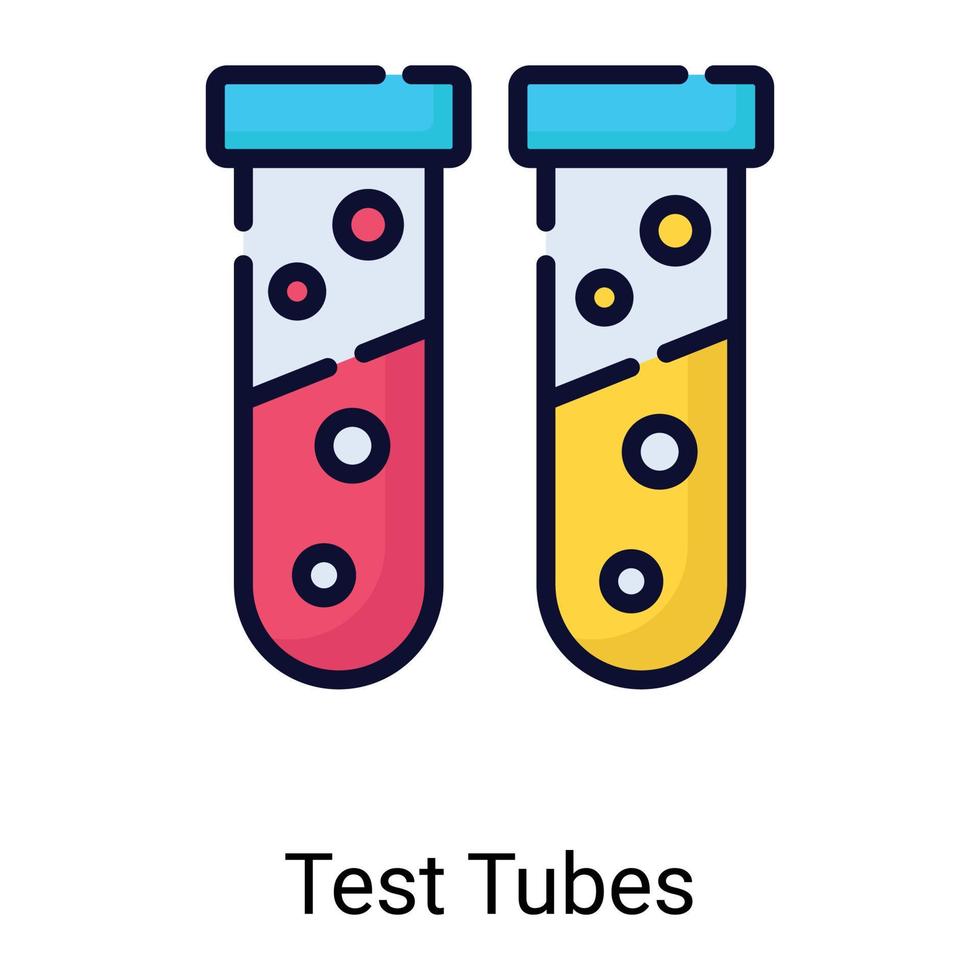 ícone de linha de cor do tubo de ensaio isolado no fundo branco vetor