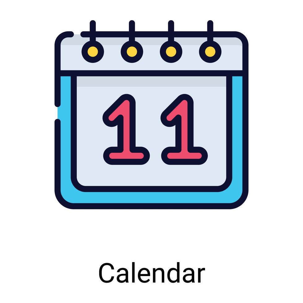 calendário, ícone de linha de cor de data isolado no fundo branco vetor