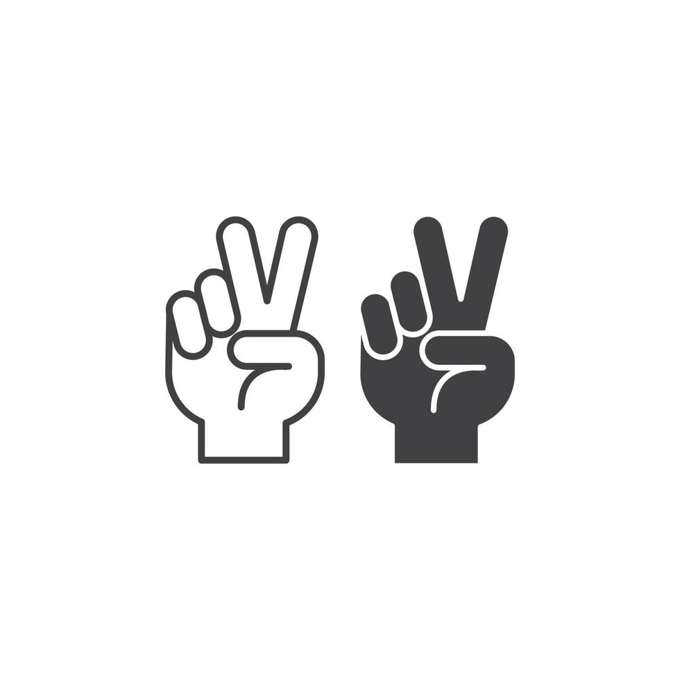 sinal de mão de paz, modelo de ícone de vetor de gesto de mão v