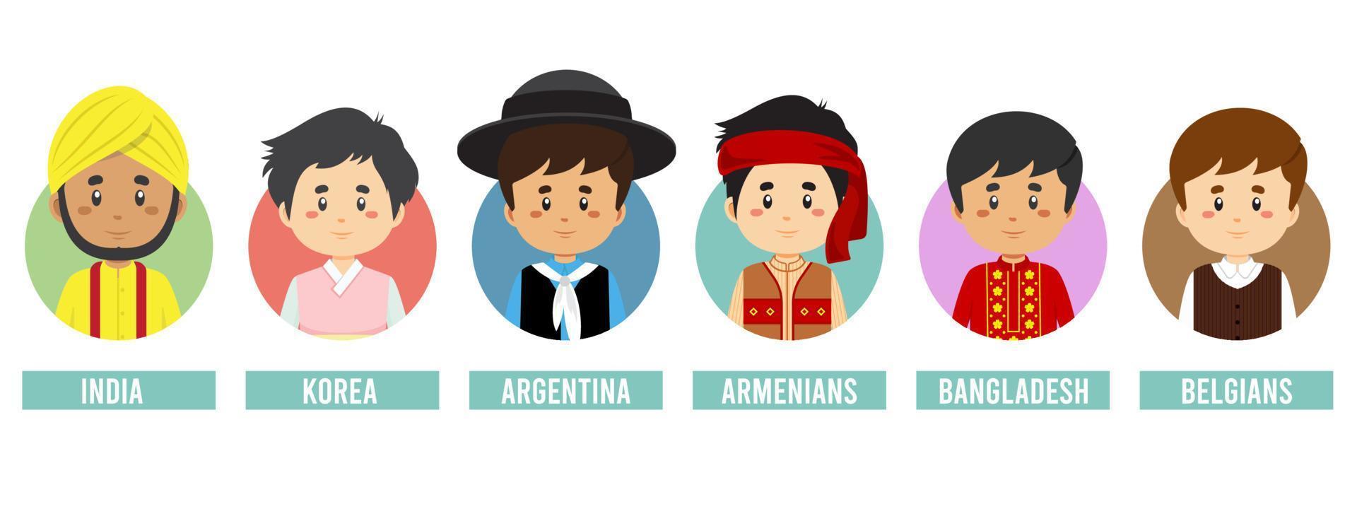 definir avatares com diferentes países vetor