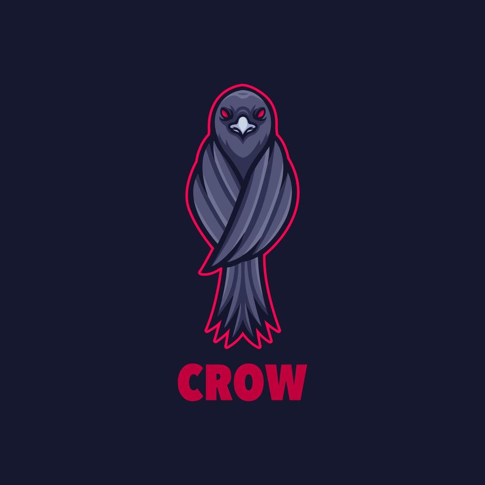 logotipo de mascote de corvo para jogos ou emblemas de esport vetor