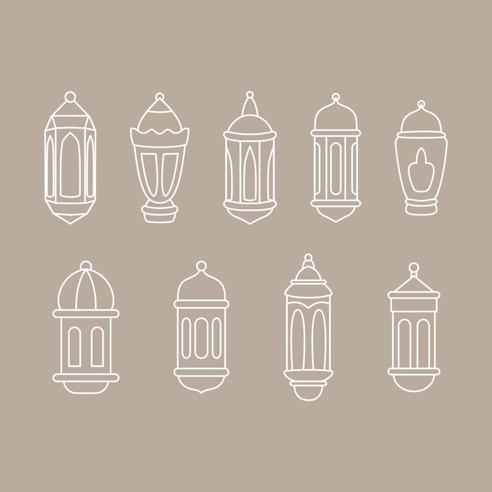 coleção de vetores de lanterna islâmica de linha