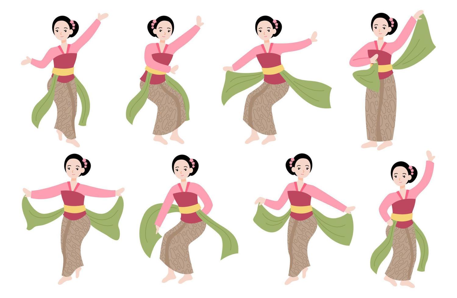 ilustração de personagem de menina dança jaipong vector plana