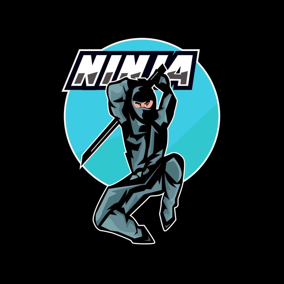 vetor de ilustração de mascote ninja. design de logotipo esportivo