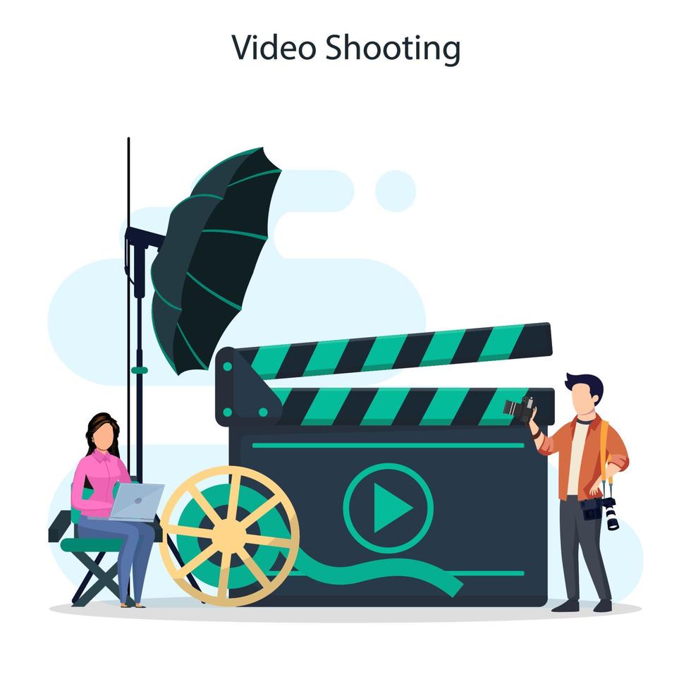 produção de vídeo ou vetor cinegrafista. indústria cinematográfica e cinematográfica com equipamentos especiais.