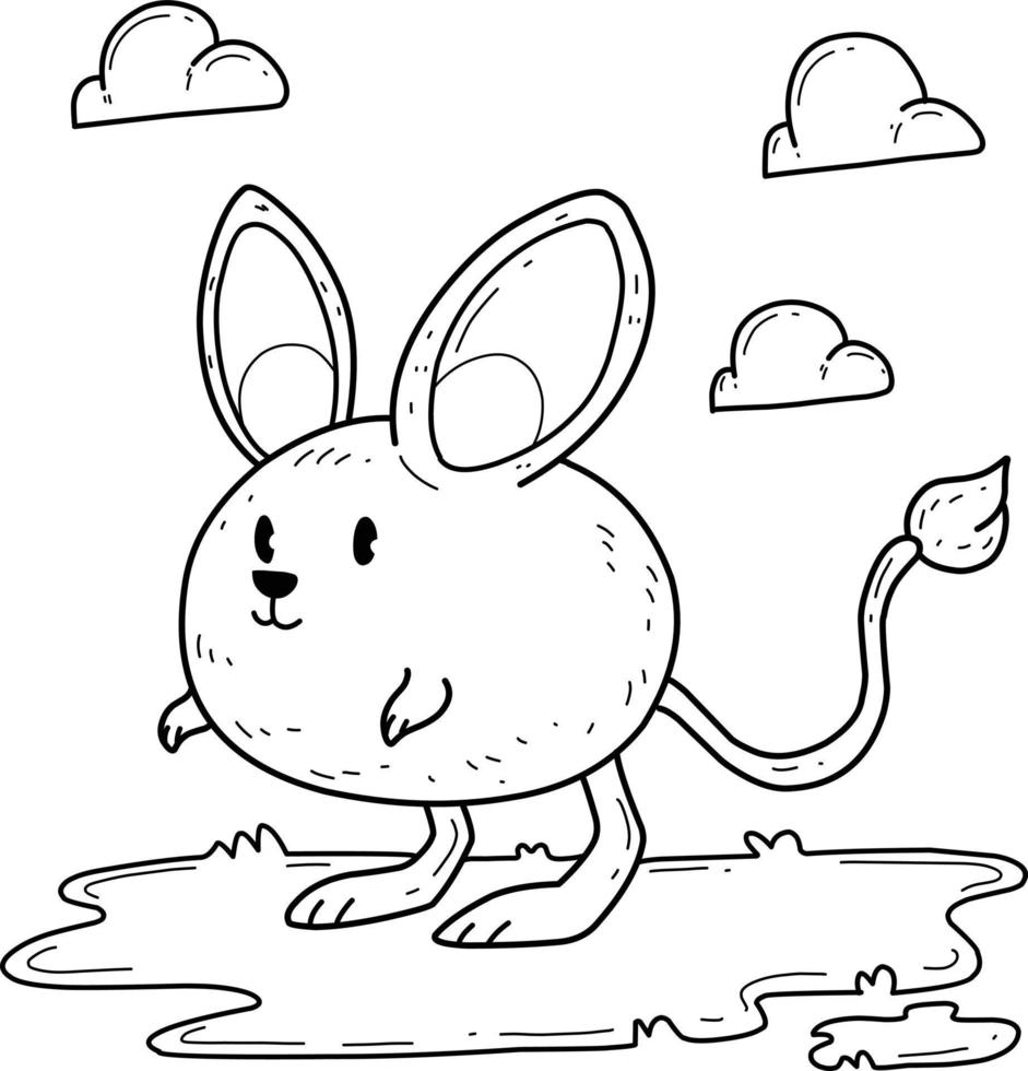 alfabeto de livro de colorir de animais. isolado no fundo branco. jerboa de desenho vetorial. vetor