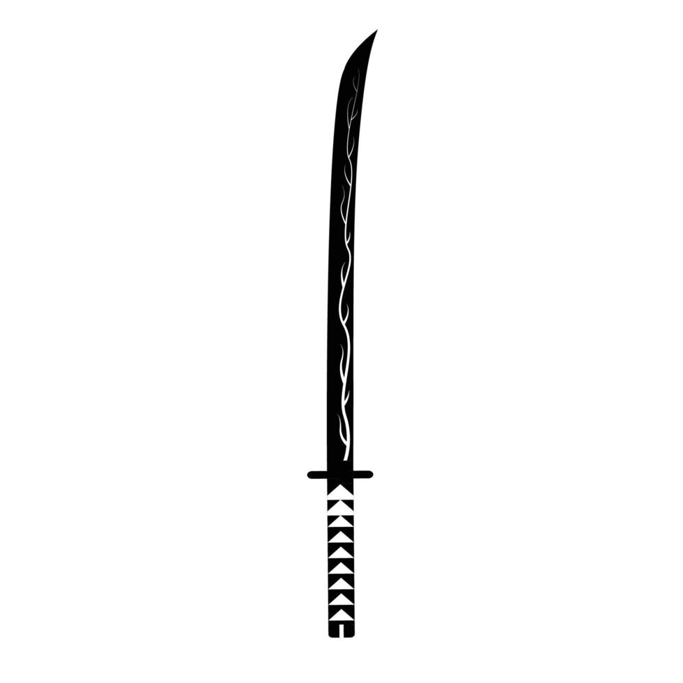silhueta de espada de trovão. elemento de design de ícone preto e branco em fundo branco isolado vetor