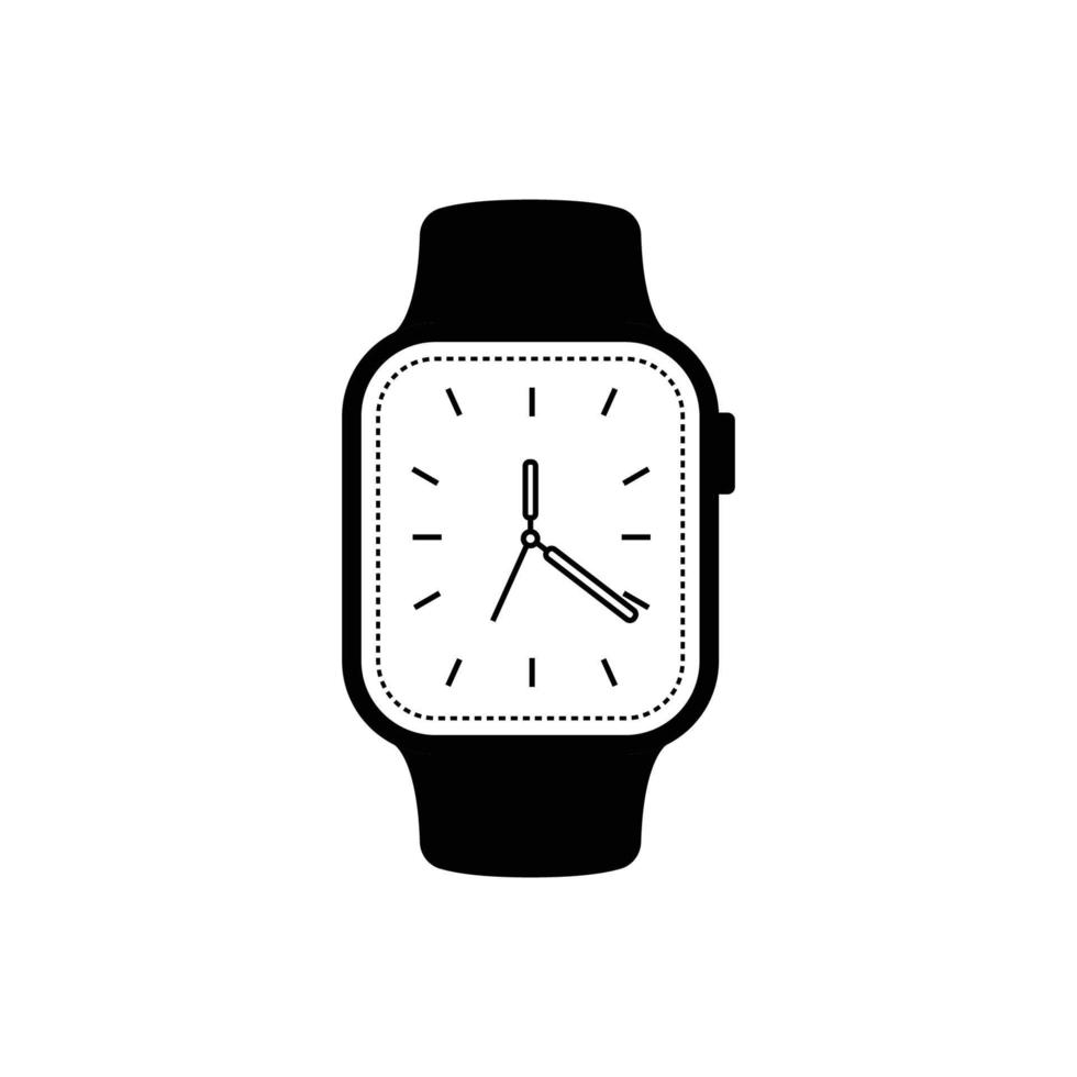 silhueta de relógio inteligente. elemento de design de ícone preto e branco em fundo branco isolado vetor