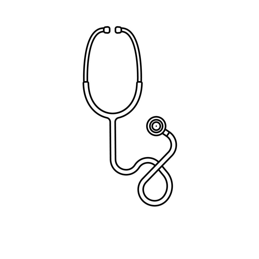 ilustração de ícone de contorno de estetoscópio em fundo branco isolado adequado para médico, clínica, ícone de ferramentas médicas vetor
