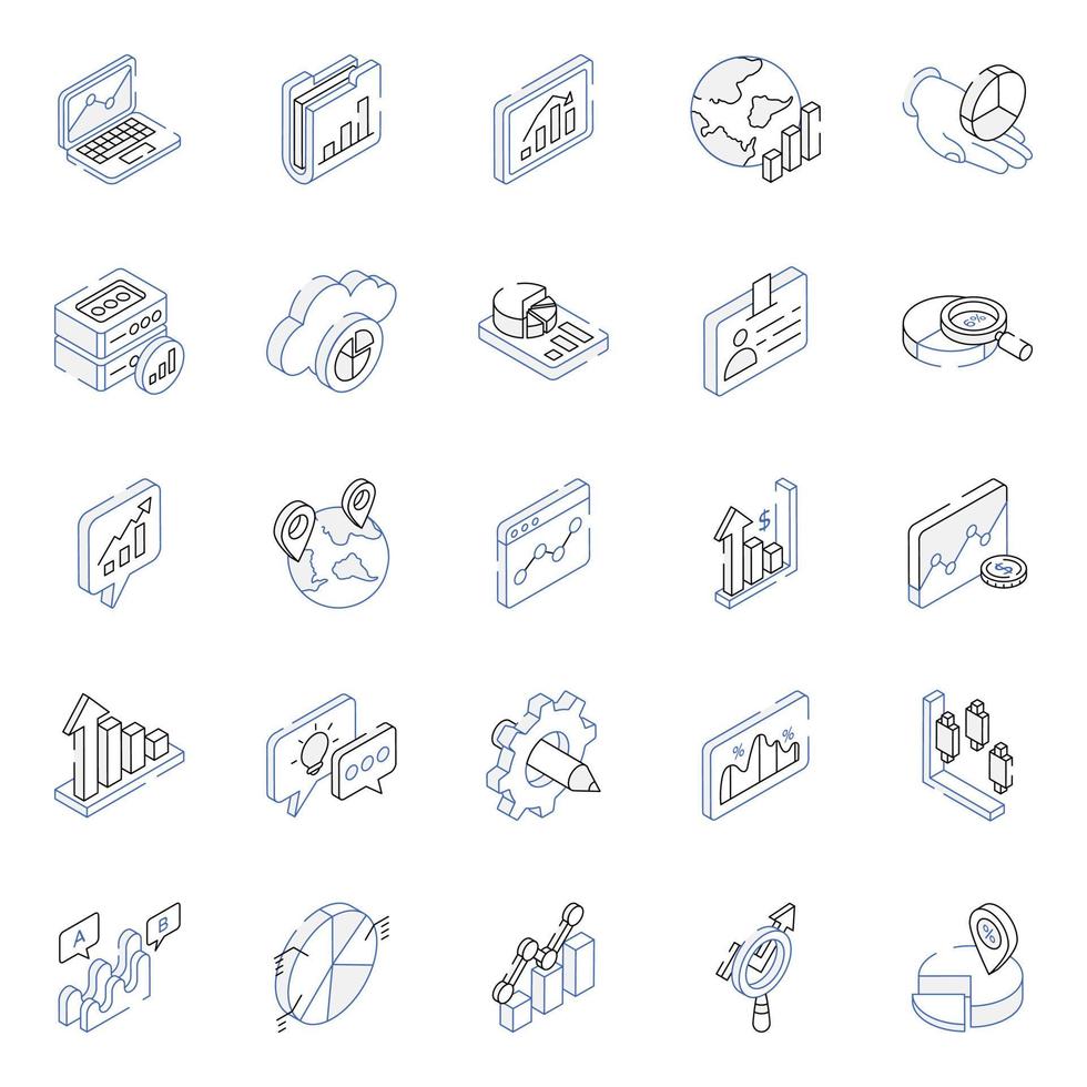 ícones isométricos de negócios e finanças vetor