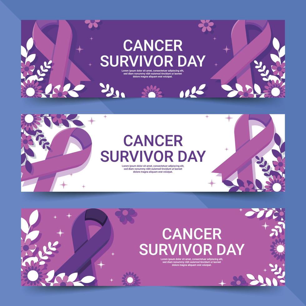 conjunto de banner de festividade do dia do sobrevivente do câncer vetor