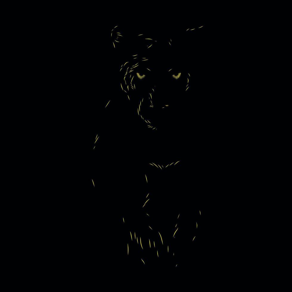 linha de pantera de leopardo preto pop art potrait logotipo design colorido com fundo escuro vetor