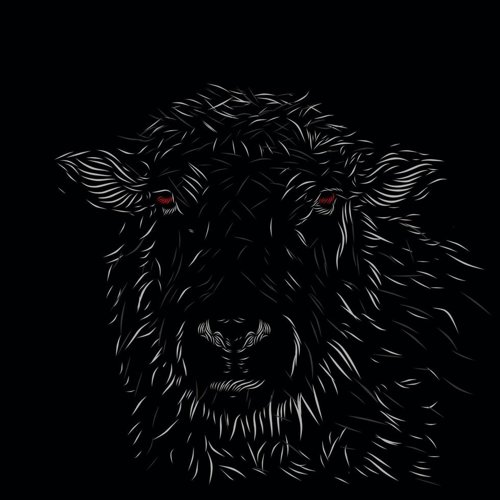 cabra linha de ovelhas pop art logotipo potrait design colorido com fundo escuro. fundo preto isolado para camiseta, pôster, roupas vetor