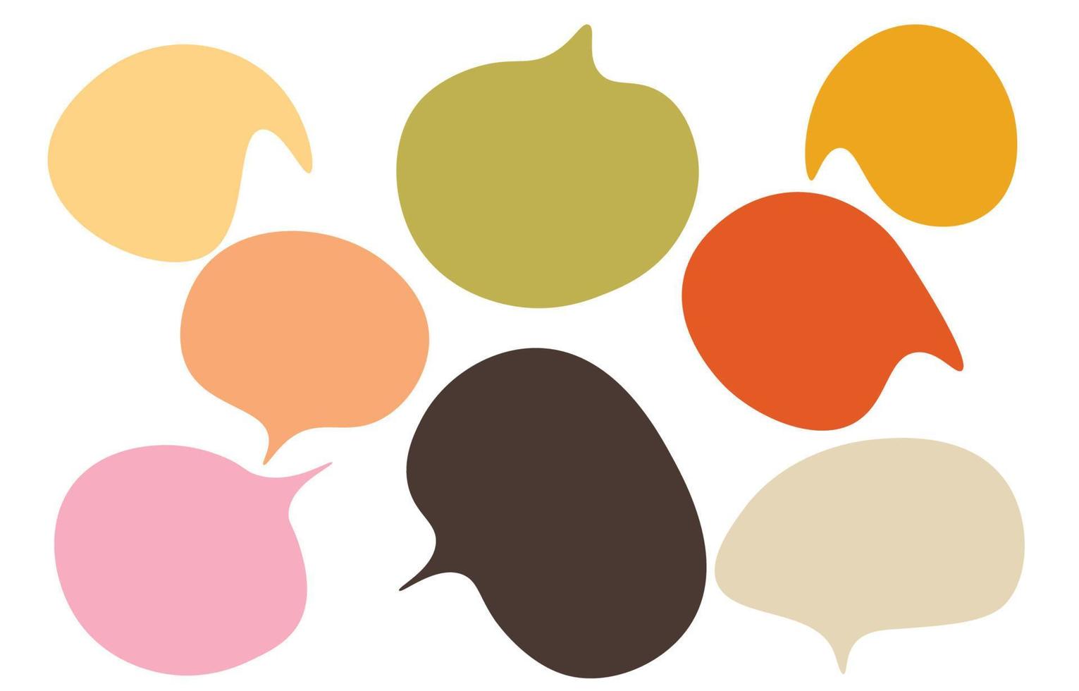 conjunto mínimo de bolhas de fala vazia pastel, contorno preto em um fundo branco, vetor falando ou falando bolha, estilo doodle