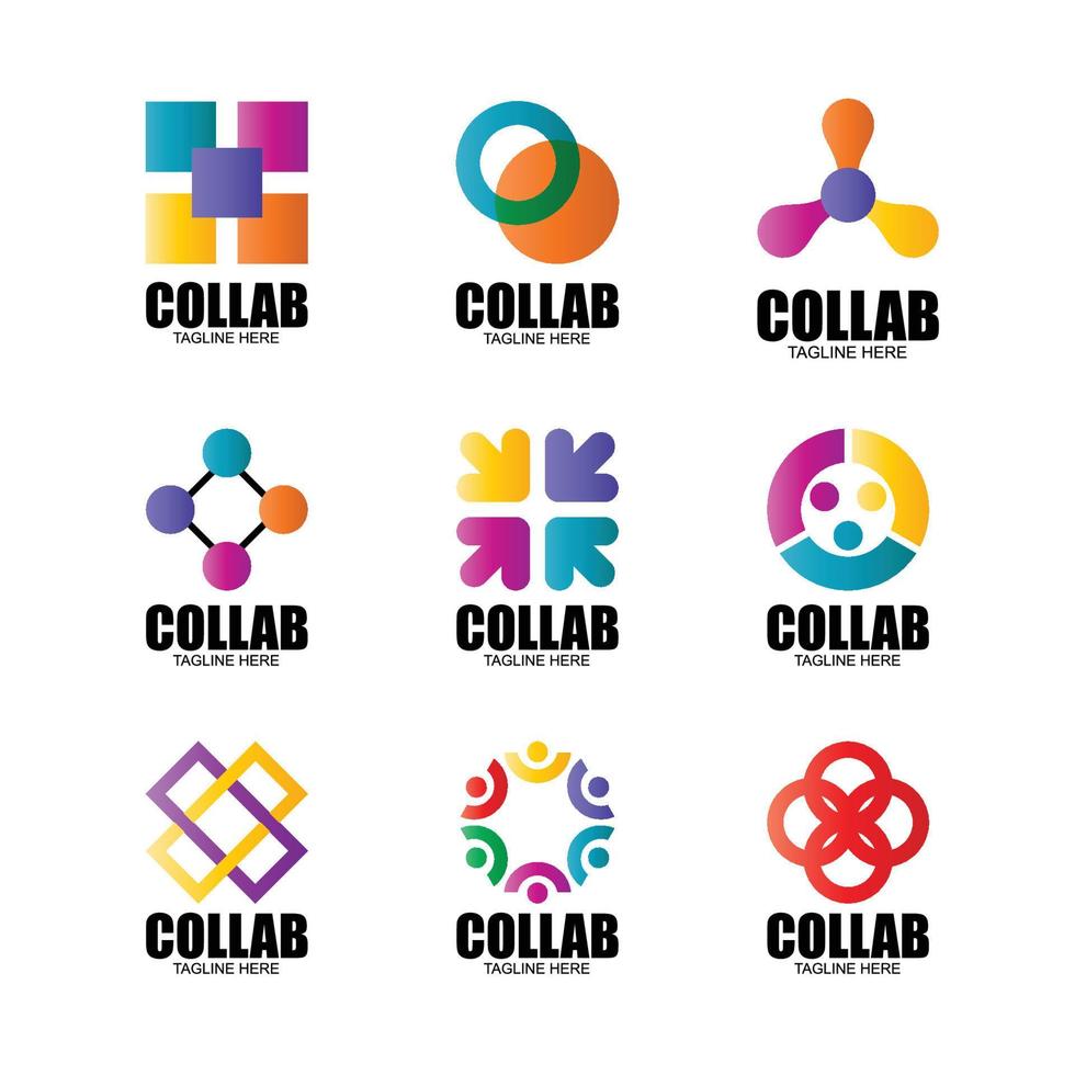 logotipo do símbolo de colaboração com cor gradiente vetor