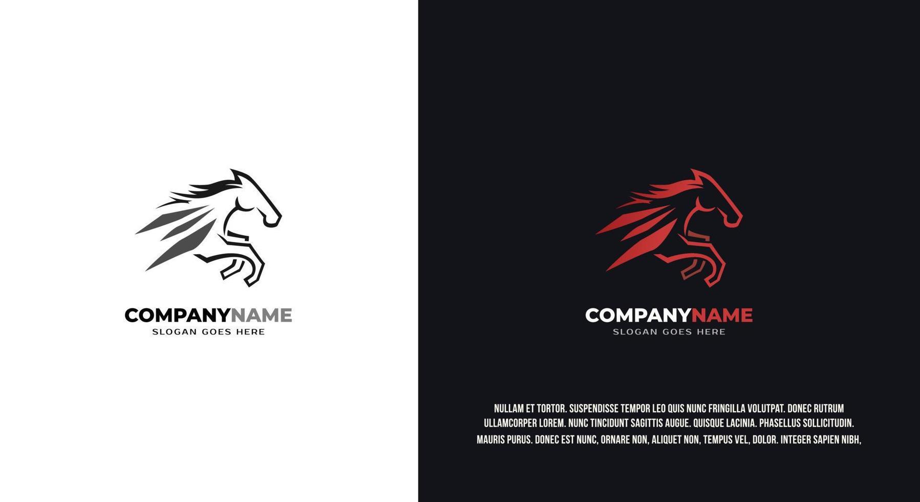 design de logotipo abstrato de cavalo de corrida, vetor premium.