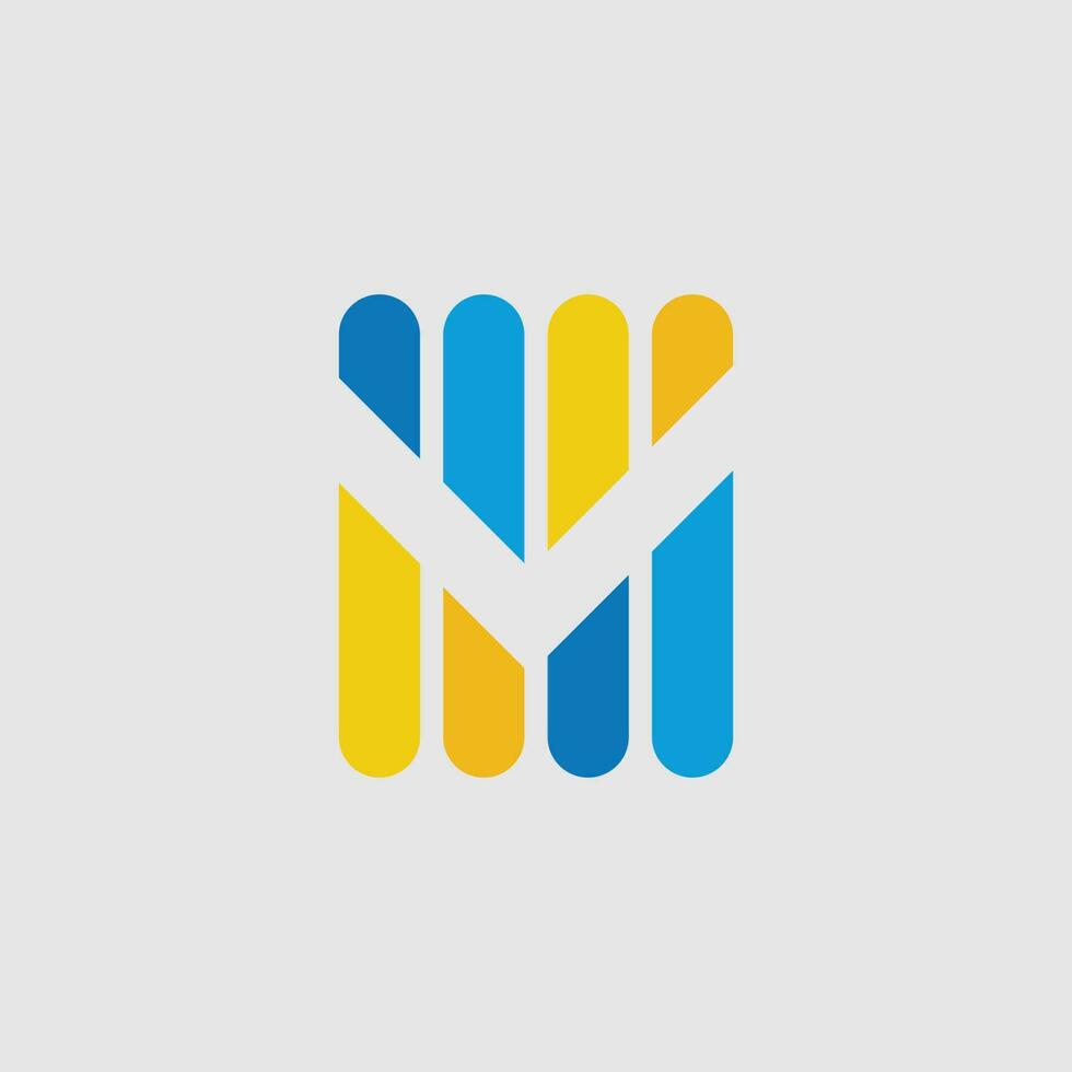 letra m e v logotipo, colorido, simples vetor