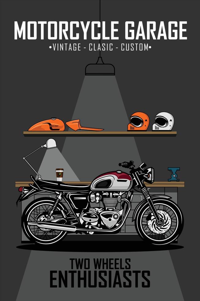 ilustração de cartaz de garagem de motocicleta. eps vetor