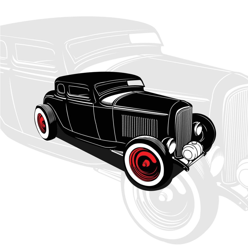 modelo de logotipo de carro hot rod, emblema de vetor hotrod