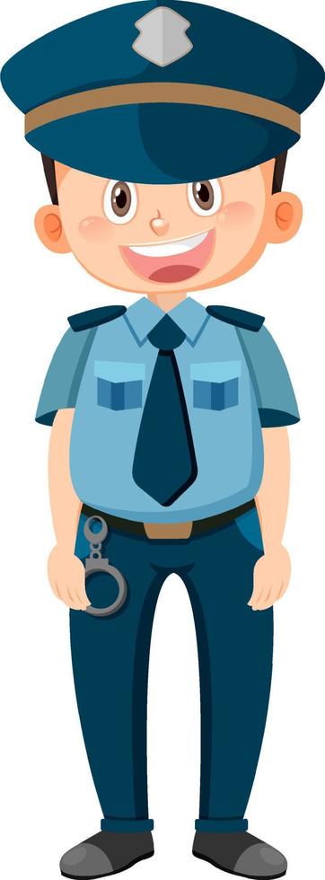 personagem de desenho animado de policial em fundo branco vetor