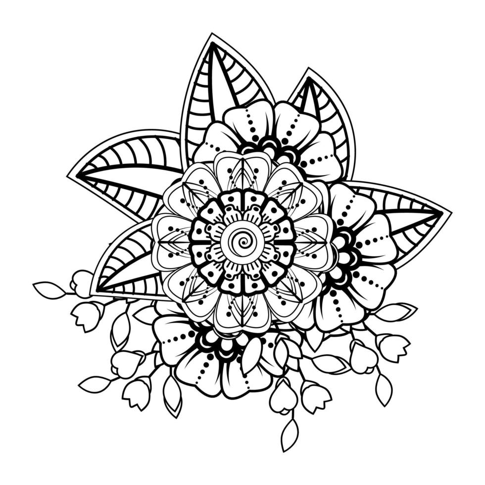 flores em preto e branco. arte doodle para livro de colorir vetor