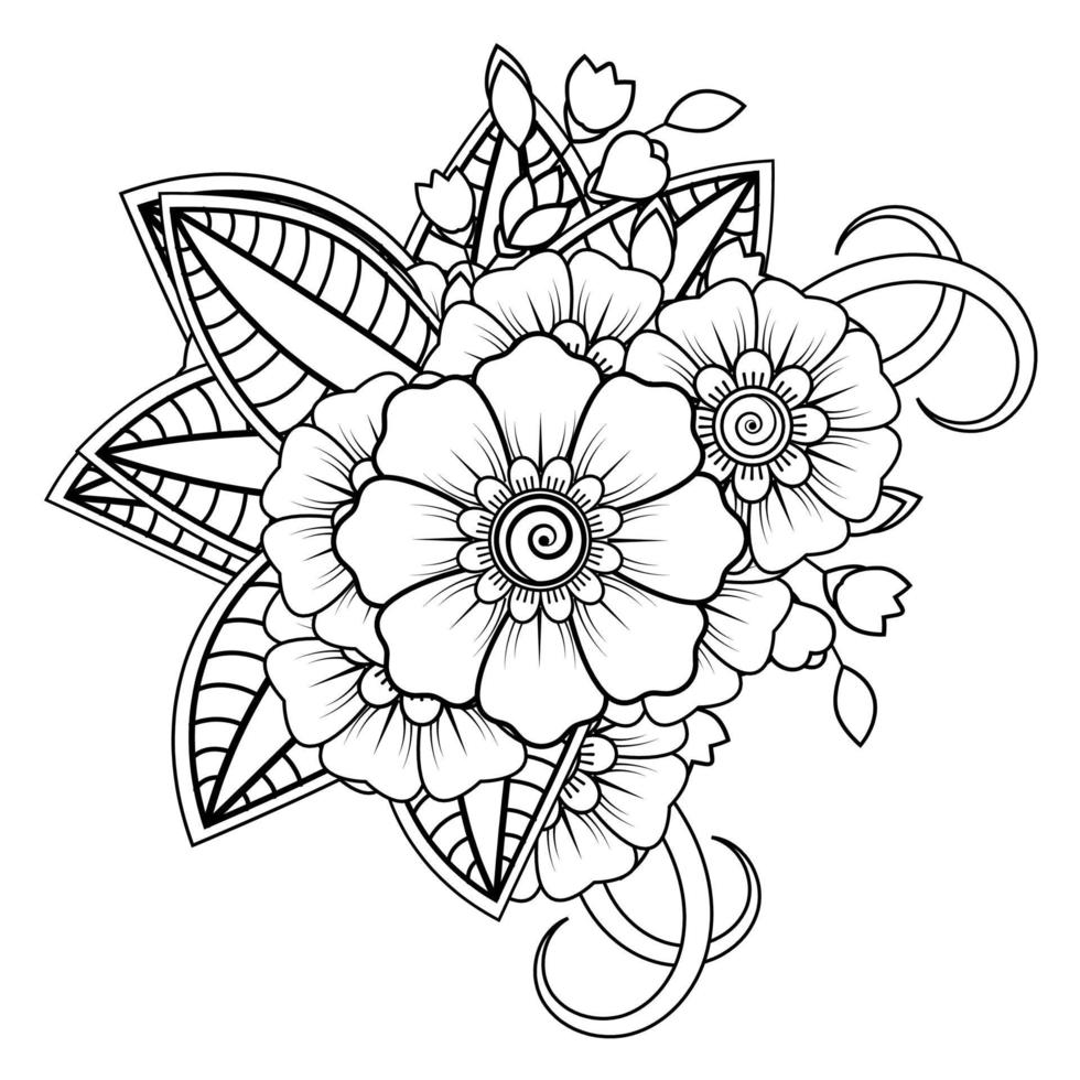 flores em preto e branco. arte doodle para livro de colorir vetor