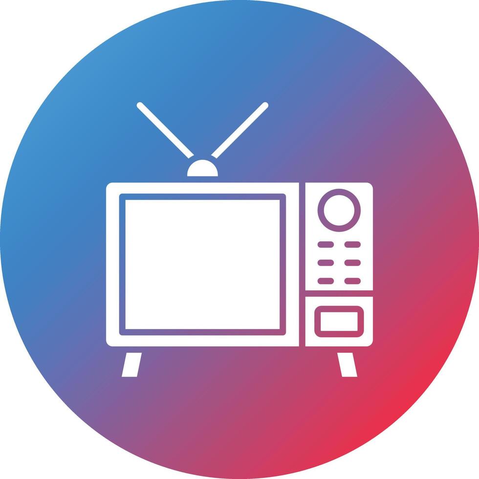ícone de fundo gradiente de círculo de glifo de tv vetor