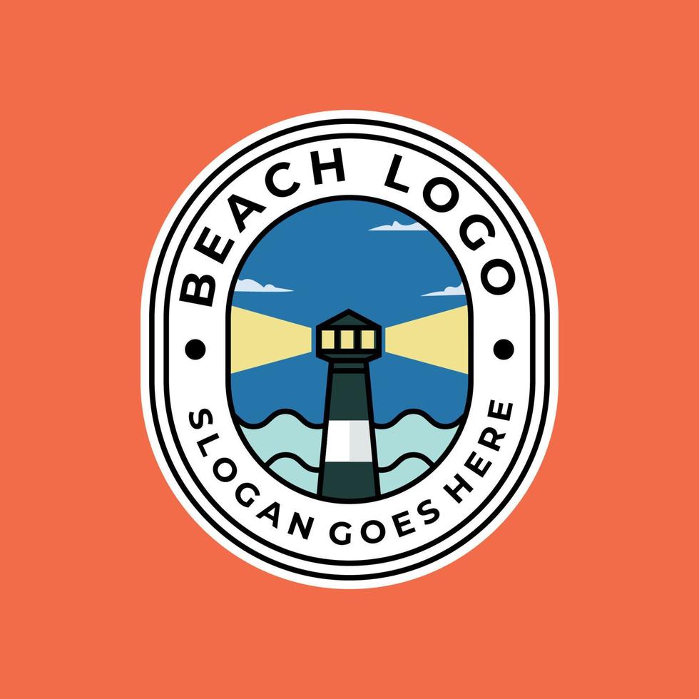 emblema de praia logotipo vetor adesivo emblema casa de luz design minimalista