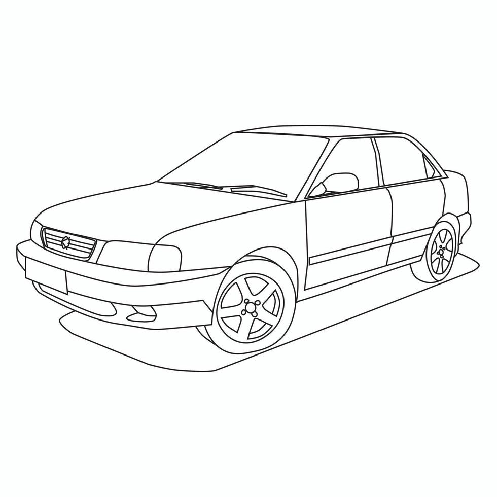 ilustração vetorial sedan para colorir vetor