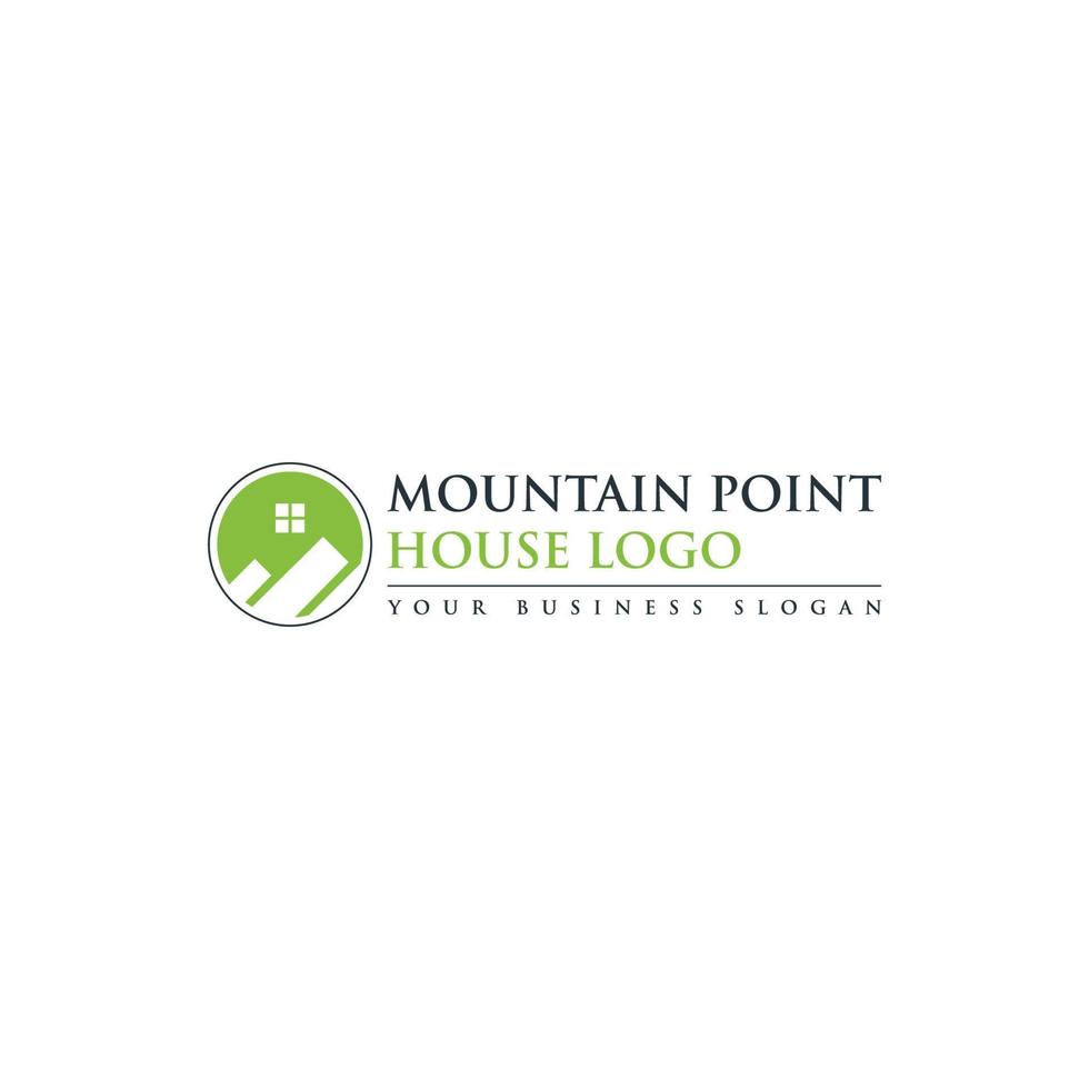 design de logotipo de casa de ponto de montanha vetor