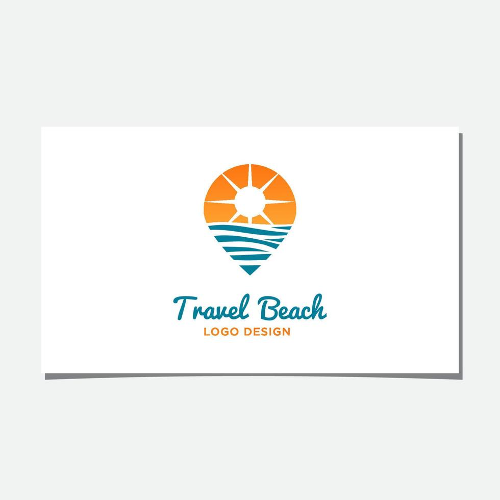 vetor de design de logotipo de praia de viagem ou pin