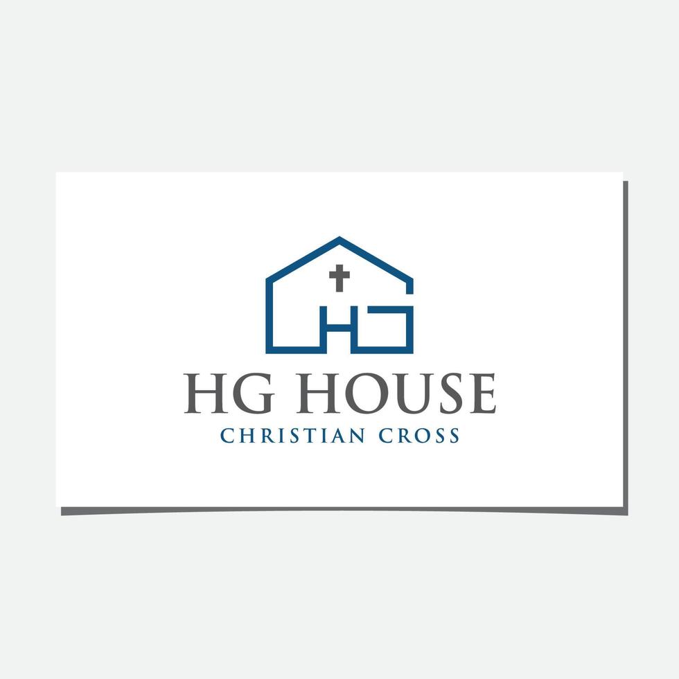 design de logotipo de casa cristã gh ou hg vetor